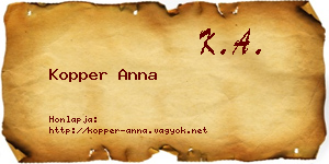 Kopper Anna névjegykártya